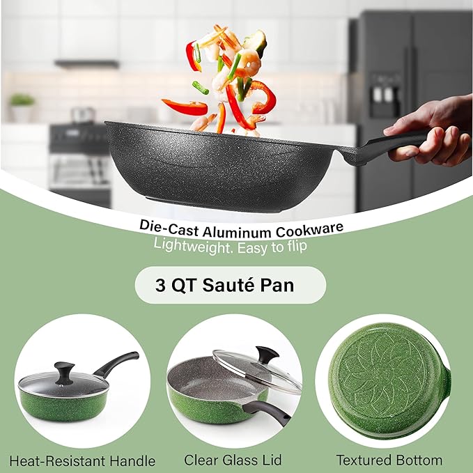 Cook N Home 6-Piece Nonstick Ceramic Coating Cookware Set Multicolor