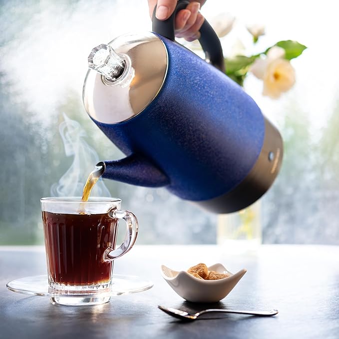 Mixpresso 10 Cup Percolator Coffee Pot Electric Stainless Steel Coffee Percolator Electric With Keep Warm Function Classic Perculator Pot With Removable Basket for Home or Office - Shiny Blue