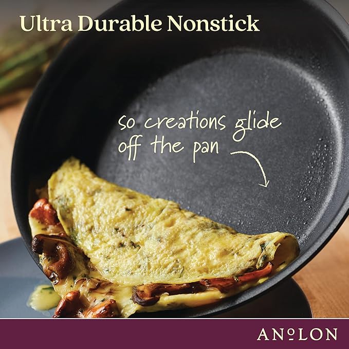 Anolon SmartStack Hard Anodized Nonstick Induction Nesting Cookware/Pots and Pans Set Dishwasher Safe 9 Piece - Black