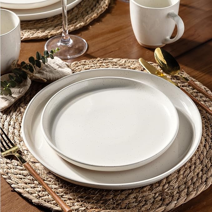AmorArc Ceramic Dinnerware Sets for 4 16 Pieces Handpainted Plates and Bowls Set with Rustic Terracotta Underside Scratch Resistant Stoneware Dishes Set Dishwasher &amp Microwave Safe