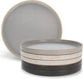 Ceramic Plates - 6 Piece Neutral Flat Porcelain Dish Set - 10.5in Modern Dishes with Lipped Edge for Everyday Kitchen Use - Oven Dishwasher and Microwave Safe Ceramic Dinnerware Sets
