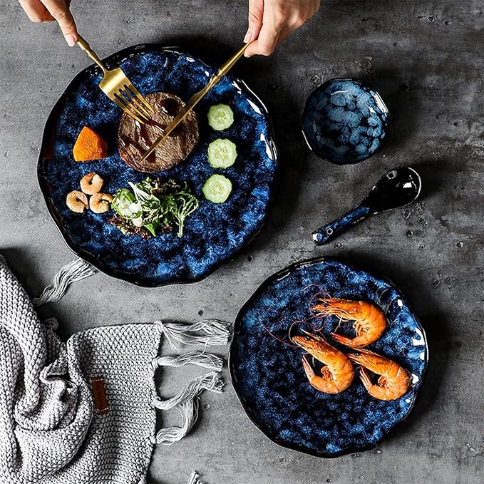 Palace Style 33 Piece Kitchen Porcelain Dishes Dinnerware Set Ceramics Plates and Bowls Sets Dinnerware Sets with Dinner Plates Dessert Plates