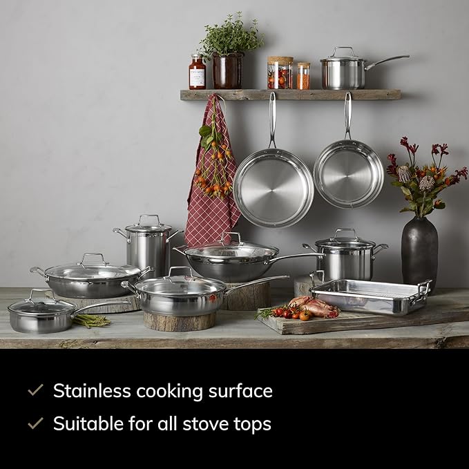 SCANPAN Impact 5-Piece Cookware Set - Includes 3 Total Pieces + 2 Lids - Made of Durable 18/10 Stainless Steel - Dishwasher &amp Oven Safe