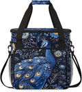 Peacock Floral Flower Coffee Maker Travel Bag for Keurig K-Mini/K-Mini Plus Insulated Waterproof Tote with Pockets for K-Cup Portable Single-Serve Brewer Case