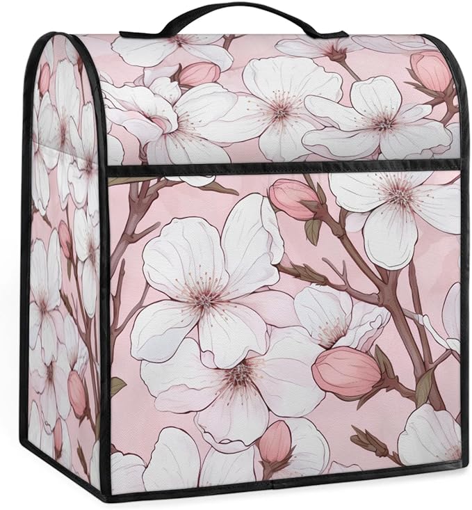 cfpolar Kitchen Aid Mixer Cover Compatible with 6-8 Quarts Flowers Cherry Blossoms Stand Mixer Cover Kitchen Aid Mixers Accessories Appliance Organizer Bag Dust Covers with Zipper Pocket