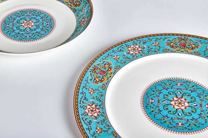 Fine Bone China 48-Pieces Banquet Dinnerware Set Enamel Blue（珐琅蓝）