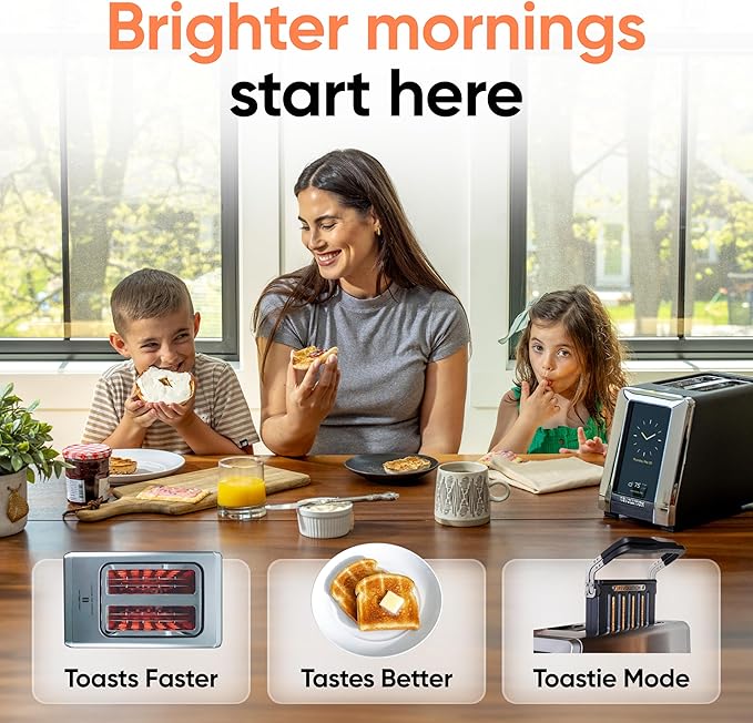 Revolution (Bundle) R180 Connect Touchscreen Smart Toaster + Toastie Press – Choose from 6 Bread Types 7 Browning Levels &amp Toastie Press Mode (Black 2-Slice)