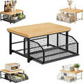 Kitchen Countertop Organizer with Drawer and Wire Basket 2-Tier Hardwood Shelf Space-Saving Storage for Microwave Coffee Maker Toaster Kitchenware (Monolayer-Black)