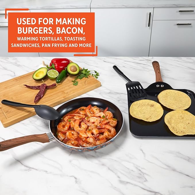 IMUSA Nonstick Ceramic Cookware Set 4-Piece 10.5in/10in with Soft-Touch Handles Aluminum Black