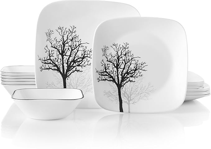 Corelle Vitrelle 18-Piece Service for 6 Dinnerware Set Triple Layer Glass and Chip Resistant &amp Vitrelle 28-oz Soup/Cereal Bowls Set of 6 Chip &amp Crack Resistant Dinnerware Bowls