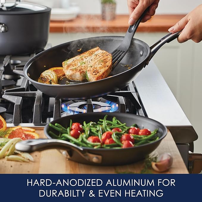 Rachael Ray Cook + Create Hard Anodized Nonstick Frying Pans/Skillet Set 9 Inch and 11.75 Inch - Black