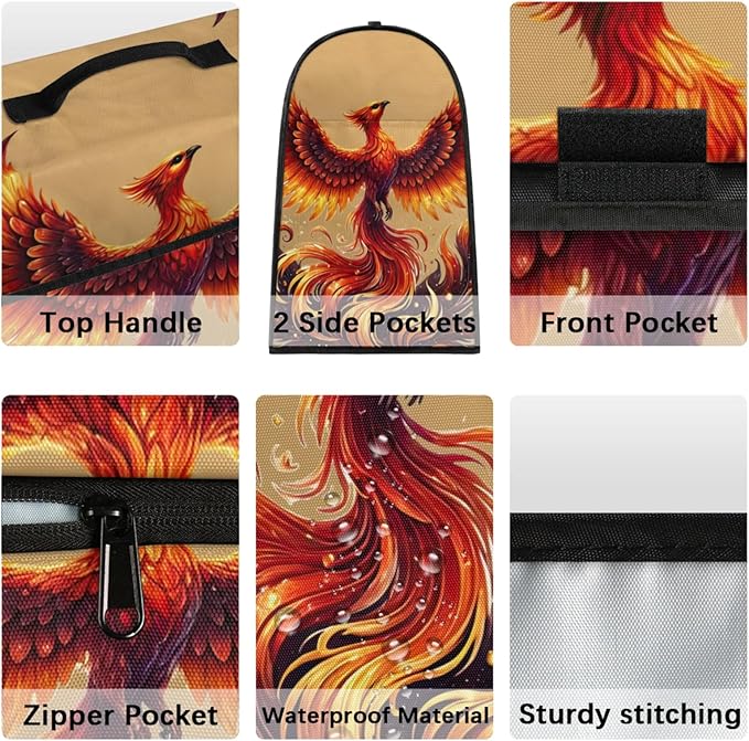 Kitchen Aid Mixer Cover Animal Phoenix Gold Stand Mixer Cover Compatible with 6-8 Quarts Stand Mixers Dust Covers with Zipper Pocket Foldable Washable Kitchen Aid Organizer Bag