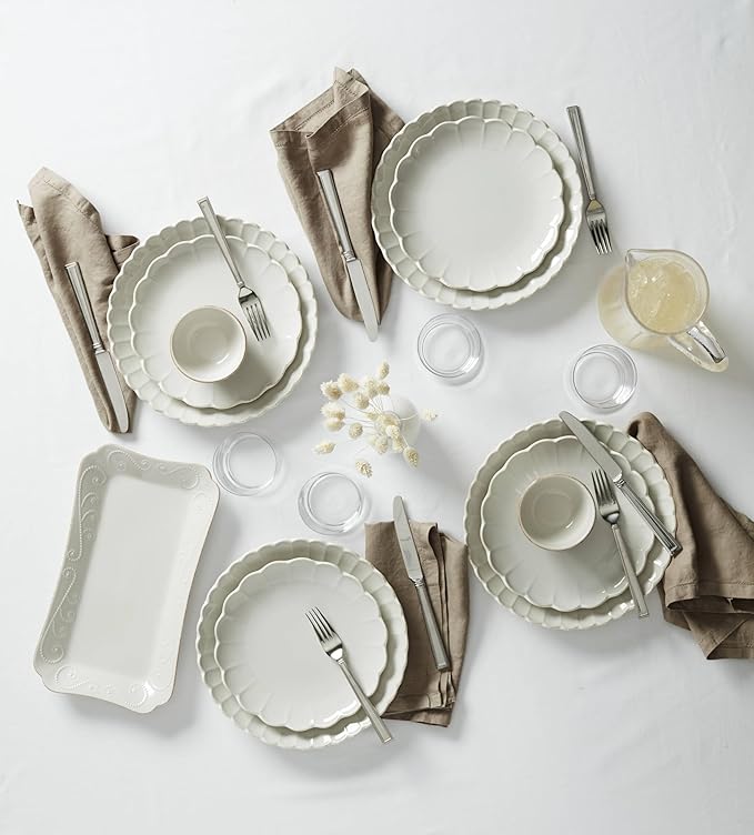 Lenox 899198 French Perle Scallop White 24-Piece Dinnerware Set Service For 8