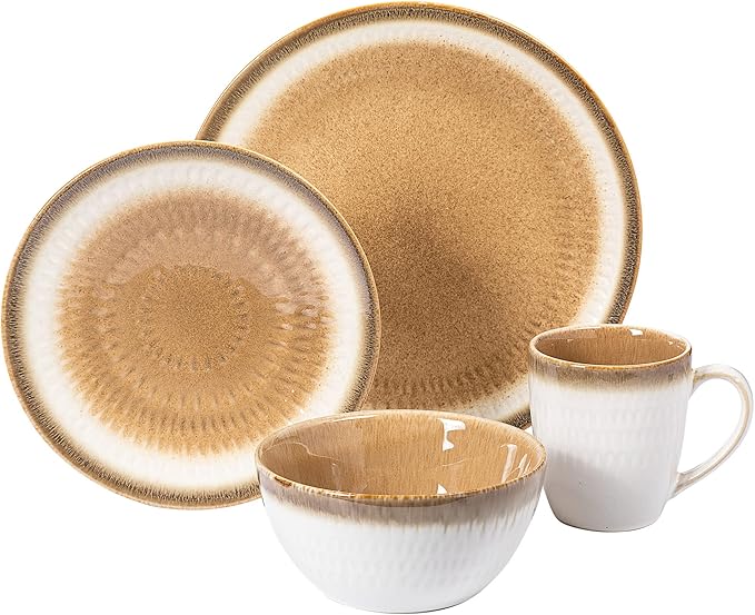 Gibson Elite Moonstruck 16-Piece Dinnerware Set Orange Service for 4 (16pcs)