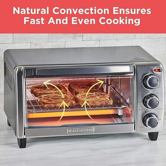 BLACK+DECKER TO1313SBD Toaster Oven 15.47 Inch Silver