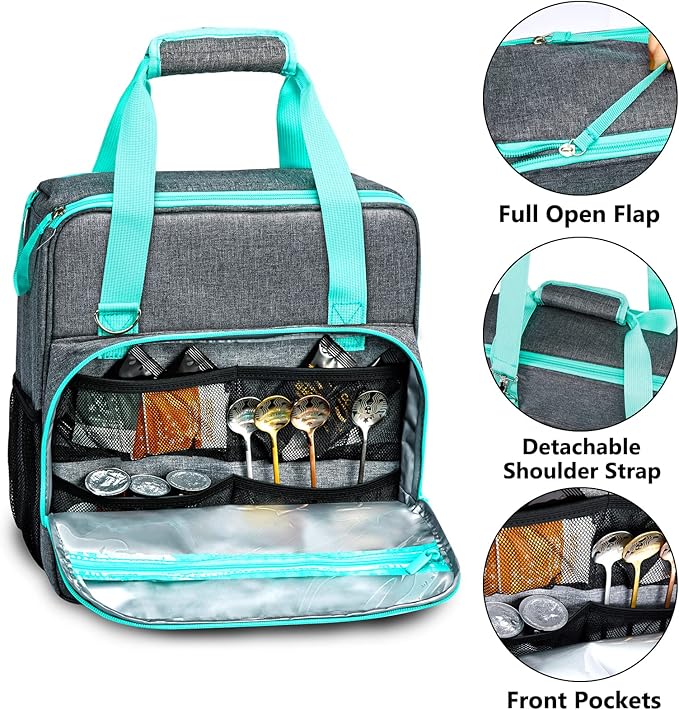 BAGSPRITE Coffee Maker Travel Bag Compatible with Keurig K-Mini or K-Mini Plus Single Serve Coffee Brewer Carrying Case with Multiple Pockets for K-Cup Pods Storage Bag With Shoulder Strap