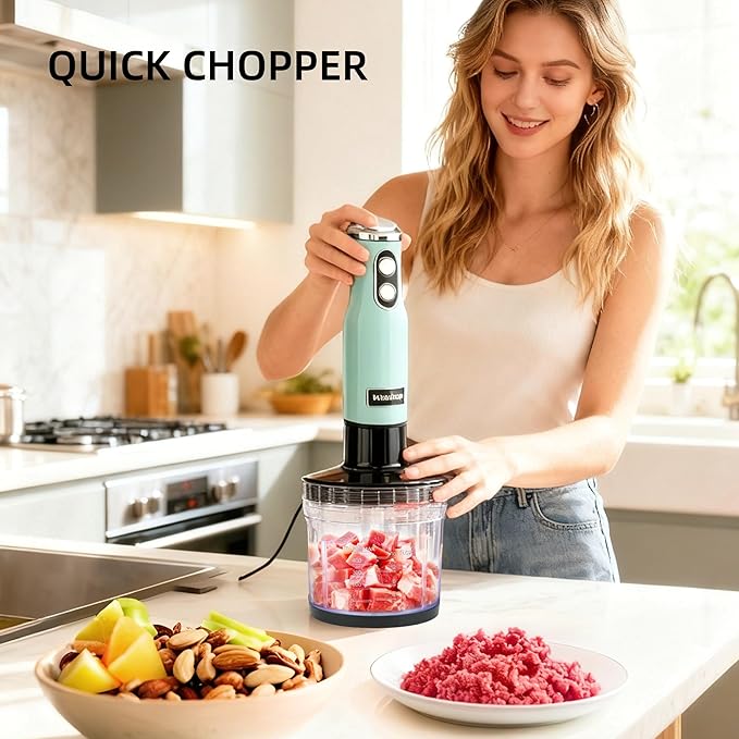 Hand Blender Powerful 4 in 1 600w Corded Immersion Blender Handheld with Stainless Steel Attachment Small Food Processor &amp Stick for Kitchen Emergen useful immersion blender