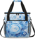 Blue Texture Coffee Maker Travel Bag for Keurig K-Mini/K-Mini Plus Insulated Waterproof Tote with Pockets for K-Cup Portable Single-Serve Brewer Case