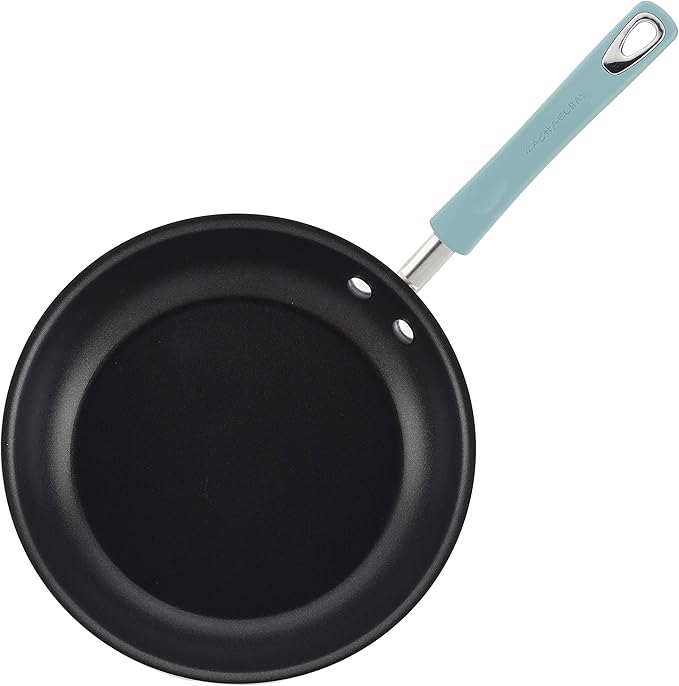 Rachael Ray Brights Nonstick Pots and Pans Includes Crispy Sheet Baking Pan/Bakeware and Kitchen Cooking Tools 14 Piece Cookware Set - Sky Blue