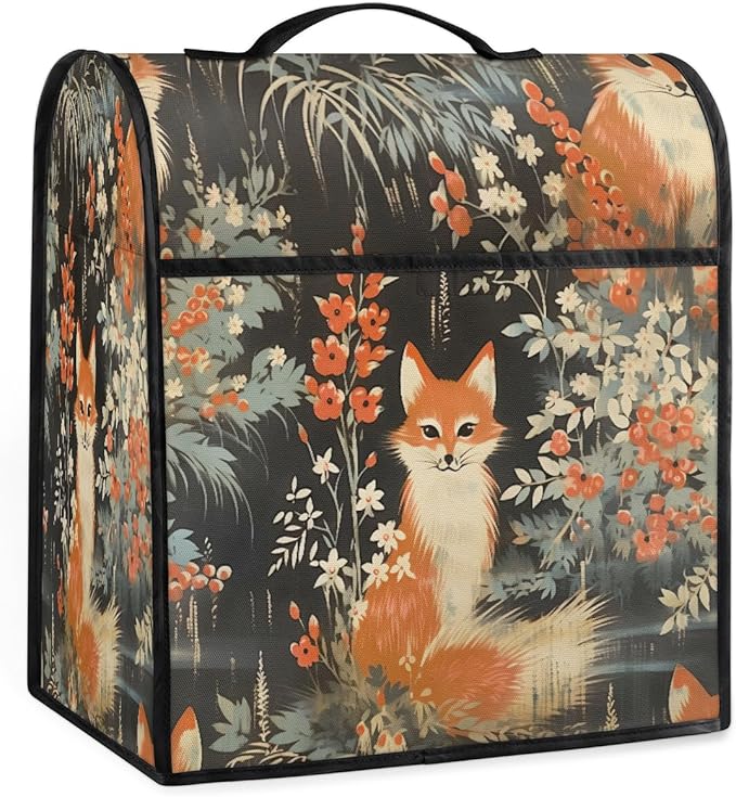 cfpolar Kitchen Aid Mixer Cover Compatible with 6-8 Quarts Animal Fox Flower Stand Mixer Cover Kitchen Aid Mixers Accessories Appliance Organizer Bag Dust Covers with Zipper Pocket