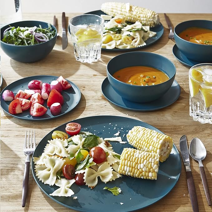 12 Piece Bamboo Dinnerware Set - Lagoon