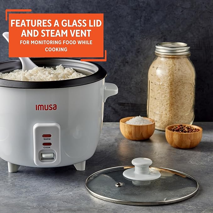 IMUSA Electric Rice Cooker 10 Cup Cooked 5 Cup Uncooked – Ceramic Nonstick Pot Multi Cooker for Rice Quinoa Oatmeal Stew – Keep Warm – Compact for Kitchen Dorm RV