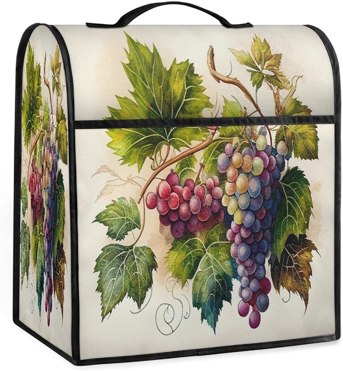 cfpolar Kitchen Aid Mixer Cover Compatible with 6-8 Quarts Painting Fruit Grape Stand Mixer Cover Kitchen Aid Mixers Accessories Appliance Organizer Bag Dust Covers with Zipper Pocket