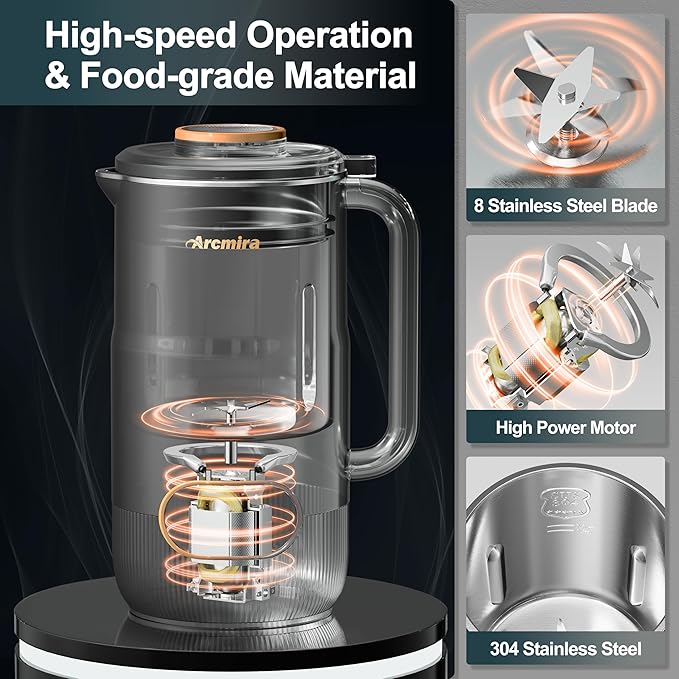 8 in 1 Nut Milk Maker 8 Blade 35oz Homemade Almond Oat Coconut Soy Plant Based Milks and Non Dairy Beverages Soy Milk Maker Machine with Delay Start/Keep Warm/Self-Cleaning/Boil Water