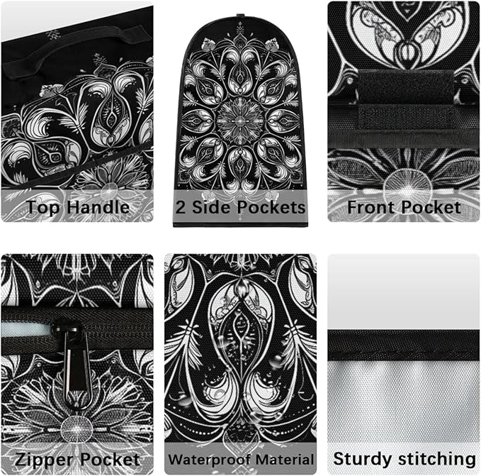 cfpolar Kitchen Aid Mixer Cover Compatible with 6-8 Quarts Ethnic Mandala Flower Black Stand Mixer Cover Kitchen Aid Mixers Accessories Appliance Organizer Bag Dust Covers with Zipper Pocket