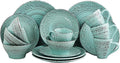 Elama Embossed Stoneware Ocean Dinnerware Dish Set 16 Piece Turquoise