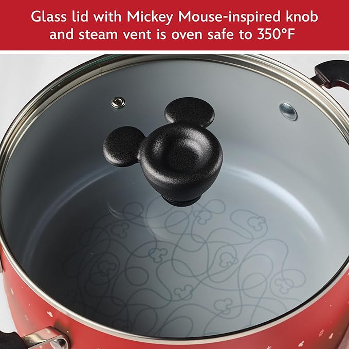 Farberware Disney Bon Voyage Ceramic Nonstick Pots and Pans Set with Baking Sheet/Cookie Pan and Disney Home Kitchen Tools 8 Piece Non Stick Cookware Set - Red