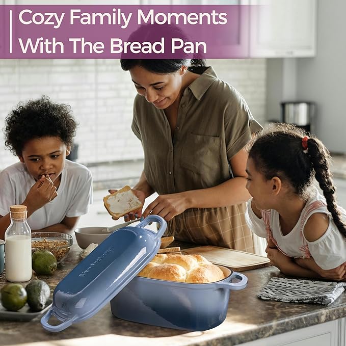 4.6-Quart Oval Dutch Oven for Bread Baking 2 in 1 Enameled Cast Iron Bread Pan with Lid Sourdough Bread Dutch Oven for a Crispy Crust Seasalt