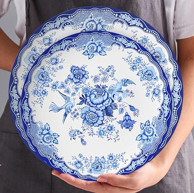Bone China Dinnerware Sets Service for 6Delicate afternoon tea Dinnerware SetSteak Dinner Plates Dish Set Includes coffee cupIntegrates the natureHand drawn flowers birds and flowers