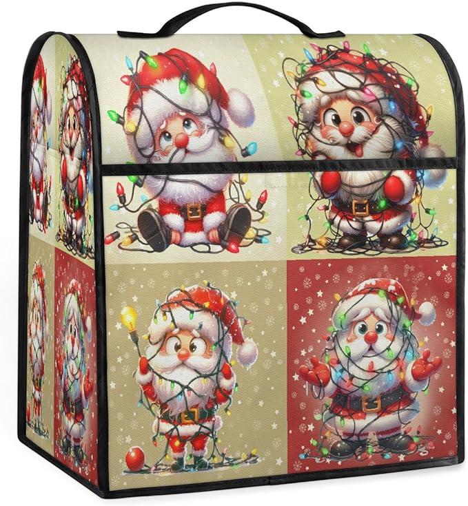cfpolar Kitchen Aid Mixer Cover Compatible with 6-8 Quarts Christmas Cute Santa Claus Stand Mixer Cover Kitchen Aid Mixers Accessories Appliance Organizer Bag Dust Covers with Zipper Pocket