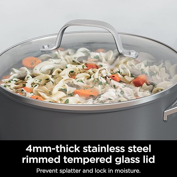 Ninja NeverStick Professional Hard-Anodized 10 Piece Pots &amp Pans Set Nonstick Cookware Set Durable Oven Safe to 500°F Slate Grey C39500