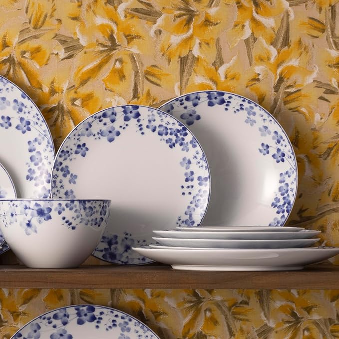 Noritake Bloomington Road Blue 30-Piece Dinnerware Set Service For 6