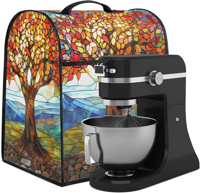 cfpolar Kitchen Aid Mixer Cover Compatible with 6-8 Quarts Tree Of Life Pattern Stand Mixer Cover Kitchen Aid Mixers Accessories Appliance Organizer Bag Dust Covers with Zipper Pocket