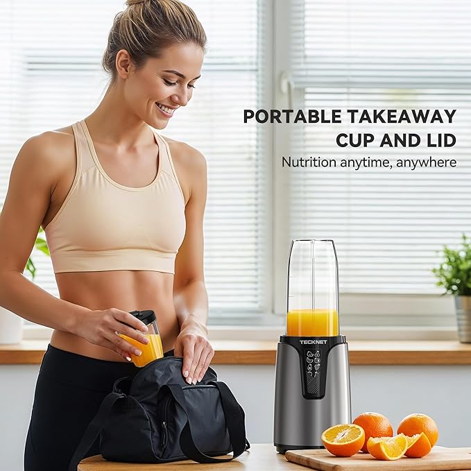 TECKNET 25000RPM Bullet Blender for Smoothies 1000W Small Personal Nutri Blender for Protein Shakes and Smoothies Coffee Mixer with 2 BPA-Free Cup (17oz &amp 10oz) Portable Countertop Grinder Kitc