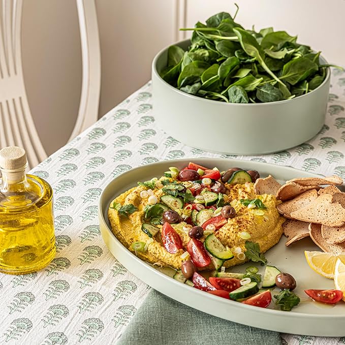 over&ampback Stackable Stoneware Serving Platter - Elegant 1-Piece Oval Serving Platter to Complete Your Kitchen Set - Perfect for Appetizers Desserts and More - 16 L x 11 W - Semi-Matte Sage