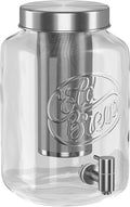 Kook 1 Gallon Mason Jar Drink Dispenser Thick Glass Carafe Stainless Steel Spigot and Mesh Filter Premium Iced Coffee Maker Cold Brew Pitcher &amp Tea Infuser