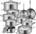 LEGEND COOKWARE 5-Ply Stainless Steel Cookware Set 19-Piece Pots and Pans Set - Induction Compatible Oven Safe 800°F - Non-Toxic No Coatings - Built to Last Generations