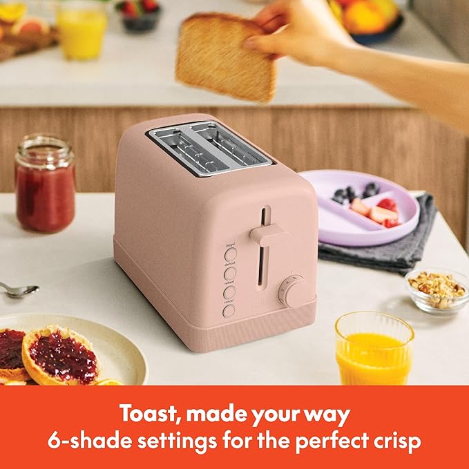 bella 2 Slice Toaster 6 Setting Shade Control w Reheat Cancel Bagel &amp Defrost Buttons Removable Crumb Tray Anti Jam &amp Auto Shutoff Auto Centering Guides &amp Cord Wrap 900 Watt Blosso
