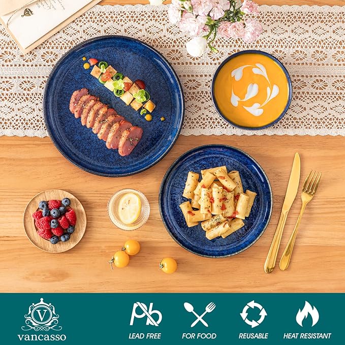 vancasso Starry 12 Pieces Dinnerware Sets for 4 Bundles 7.5 Inch Stern Square Dinner Plates Set of 4