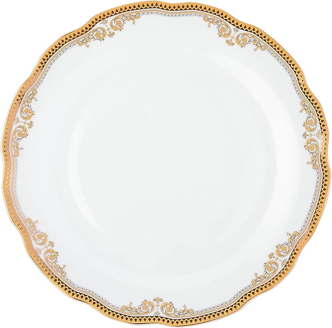 Lorren Home Trends 24 Piece Catherine Design Porcelain Wavy Edge Dinnerware Set White