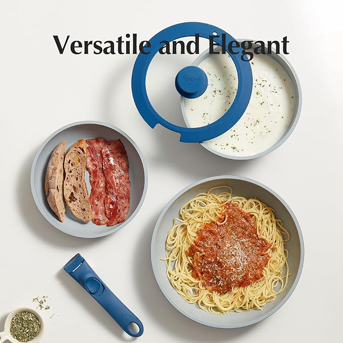 Redchef Ceramic Pots and Pans Set Non Stick Nonstick Kitchen Cookware Sets Non Toxic Pots and Pans Set Non Stick PFAS PFOA &amp PTFE Free Nonstick Frying Pans Set Ceramic Pan Skillet RV Cookwar