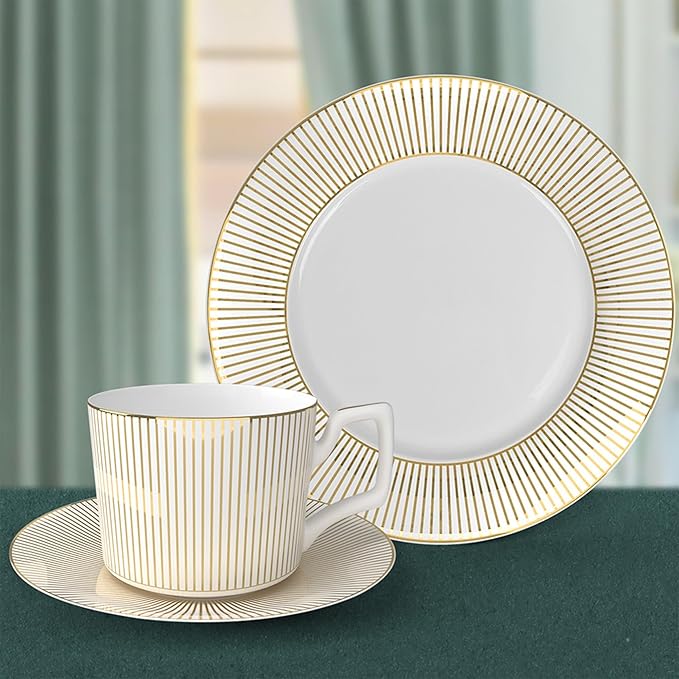16 pieces ceramic plate set with gold thread bone china dinnerware set for 4 luxury dishes sets for wedding birthday party
