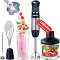 Mueller Multistick 800W 5-in-1 Immersion Blender Handheld 12 Speed Hand Mixer - Turbo Boost Heaviest Duty Copper Motor Titanium Blades Hand Blender Milk Frother Wand Whisk Kitchen Gadgets Black