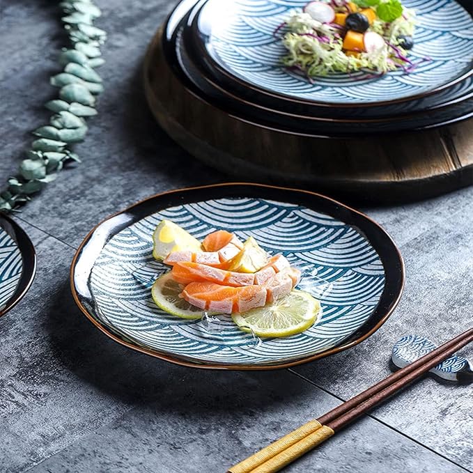 Dinnerware Set 12 Piece Dishes Set Plates and Bowls Set for 2 Kitchen Porcelain Dinnerware Sets Ceramics Dinner Set Tableware Set Dishwasher and Microwave Safe