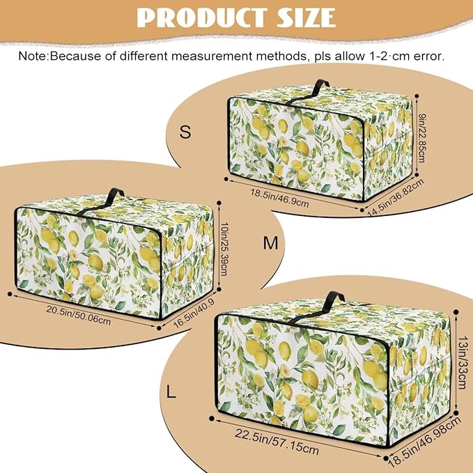 Rectangular Toaster Oven Cover Stain Resistant Washable Appliance Cover with Side Pockets Neat Storage and Protection for Kitchen Appliances Lemon