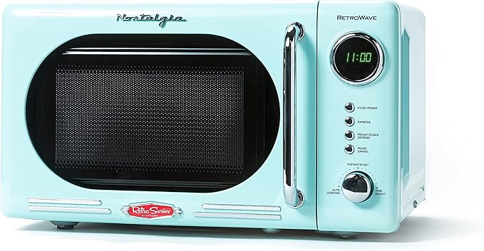 Nostalgia Retro Compact Countertop Microwave Oven - 0.7 Cu. Ft. - 700-Watts &amp BLACK+DECKER 12-Cup Digital Coffee Maker CM1160B Programmable Washable Basket Filter